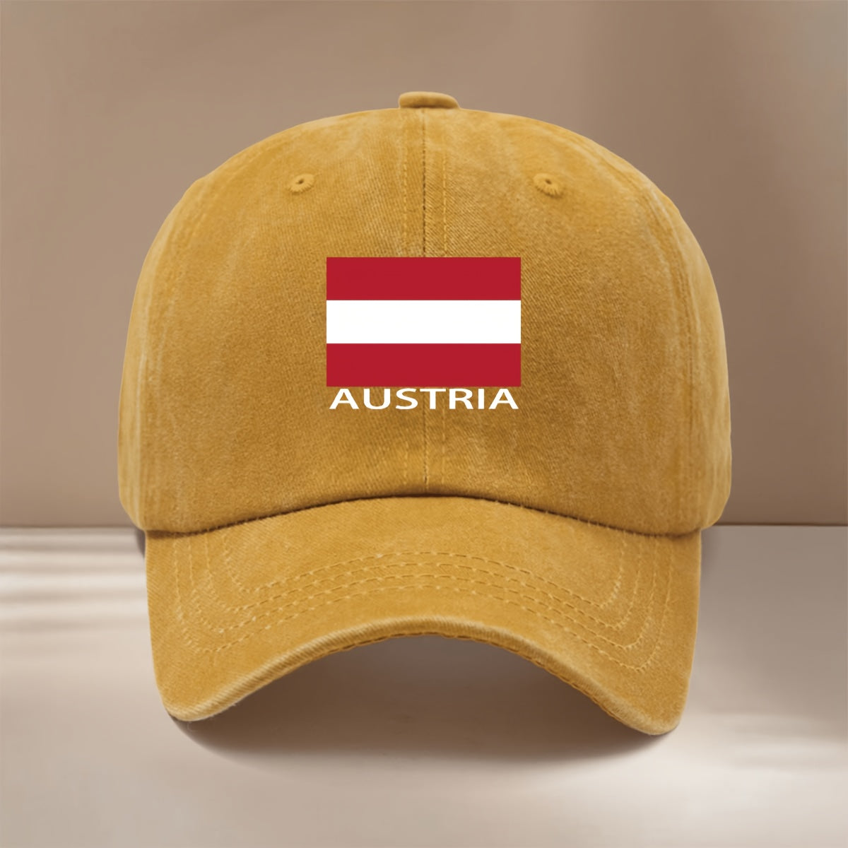 AUSTRIA Letter Austria Flag Pattern Baseball Cap Easy Fashion Lightweight Hip Hop Hat Unisex Curved Brim Hat Vacation Travel Dinner Camping Matching Comfortable Duck Tongue Hat Curved Brim Arc Shows Small Face Adjustable Size Six-Piece Hat Version E