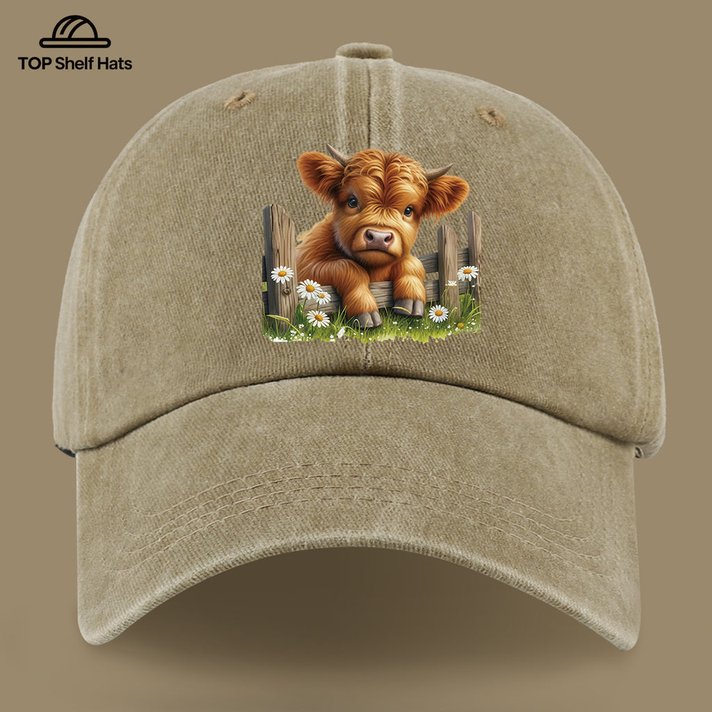 1pc Cute and Adorable Highland Cow Pattern Printed Casual Baseball Cap, Lightweight, Comfortable, and Breathable, with Adjustable Size, Unisex Outdoor Wear and Casual Apparel Accessory, Sun Hat for Mom and Dad's Beach Vacation, Exquisite Gift