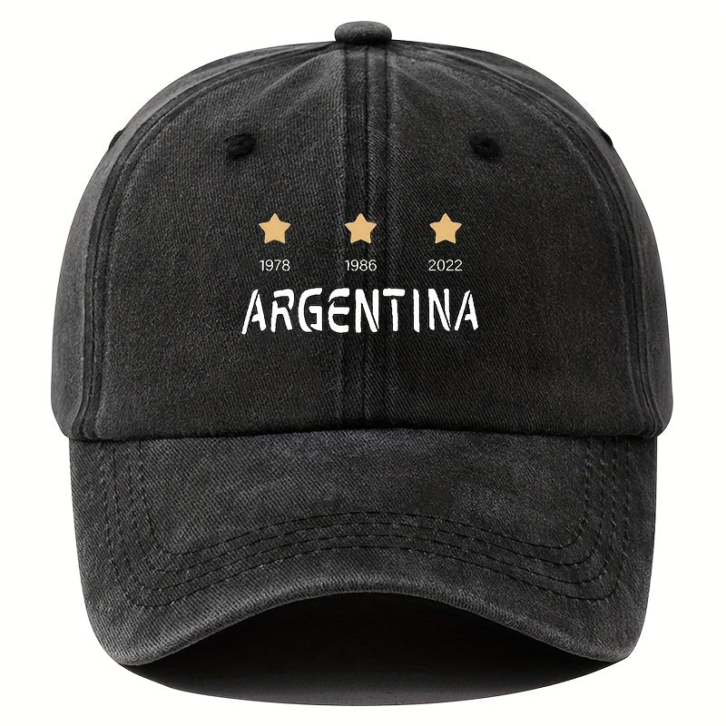 Men's Argentina National Soccer & Baseball Cap - Vintage 1978 1986 2022 Cup Embellished Hat with 3 Stars & Argentina Emblem, Adjustable Curved Brim for Outdoor Games, Fan Apparel (Duckbill Hat)