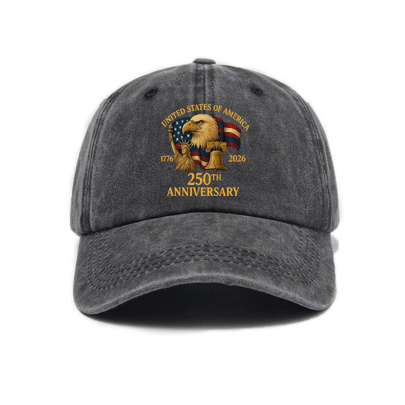 Fashion Hot Selling US Independence Day 250Th Anniversary Printed Washed All-Match Distressed Soft Top Unisex Baseball Cap