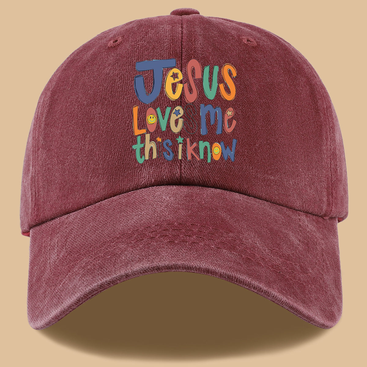 1pc Christian-themed Printed Baseball Cap with a Warm and Affectionate Design, Featuring Rounded, Cute, and Colorful Text. Lightweight, Comfortable, and Breathable Sun Hat with a Stylish, Simple, and Aesthetically Pleasing Look. Adjustable Size