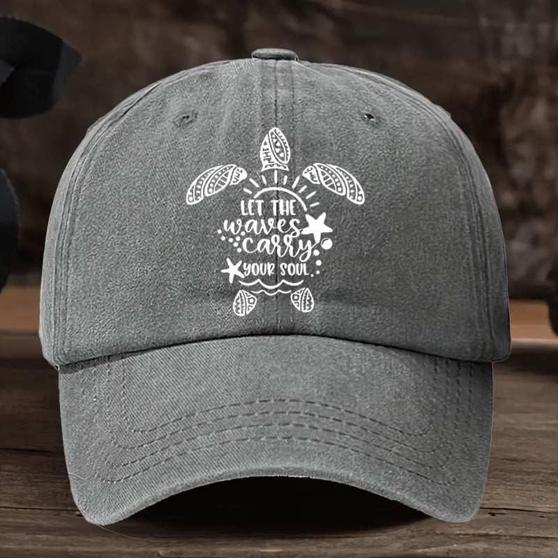 Marine-Themed Cap, 'Allow The Waves to Guide You' - Stylish And Adjustable, Inspired by Sea Turtles And Ocean Motifs, Perfect for Outdoor Activities, Fishing, And Everyday Use, Fishing Headgear