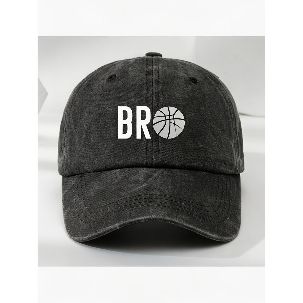 BRO Men & Women' Vintage Washed Dad Hat with BRO & Basketball Graphic - Adjustable Suitable for Sports, Casual Streetwear, Machine Washable Gift for Fans, Retro Washed Style for Gym, Casual Attire