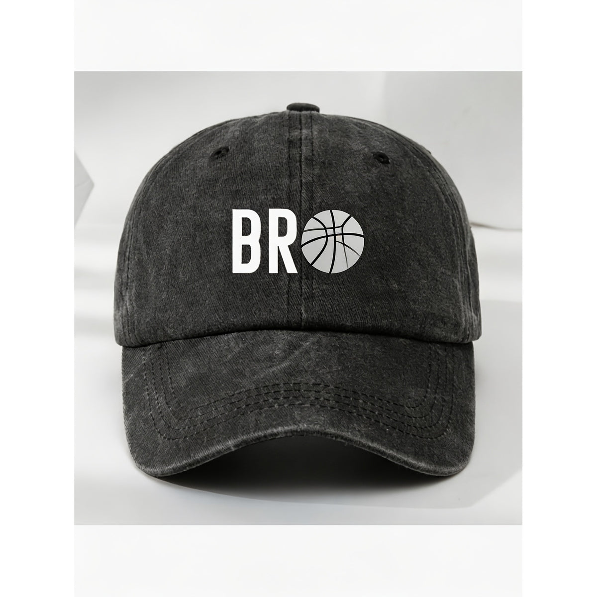 BRO Men & Women' Vintage Washed Dad Hat with BRO & Basketball Graphic - Adjustable Suitable for Sports, Casual Streetwear, Machine Washable Gift for Fans, Retro Washed Style for Gym, Casual Attire