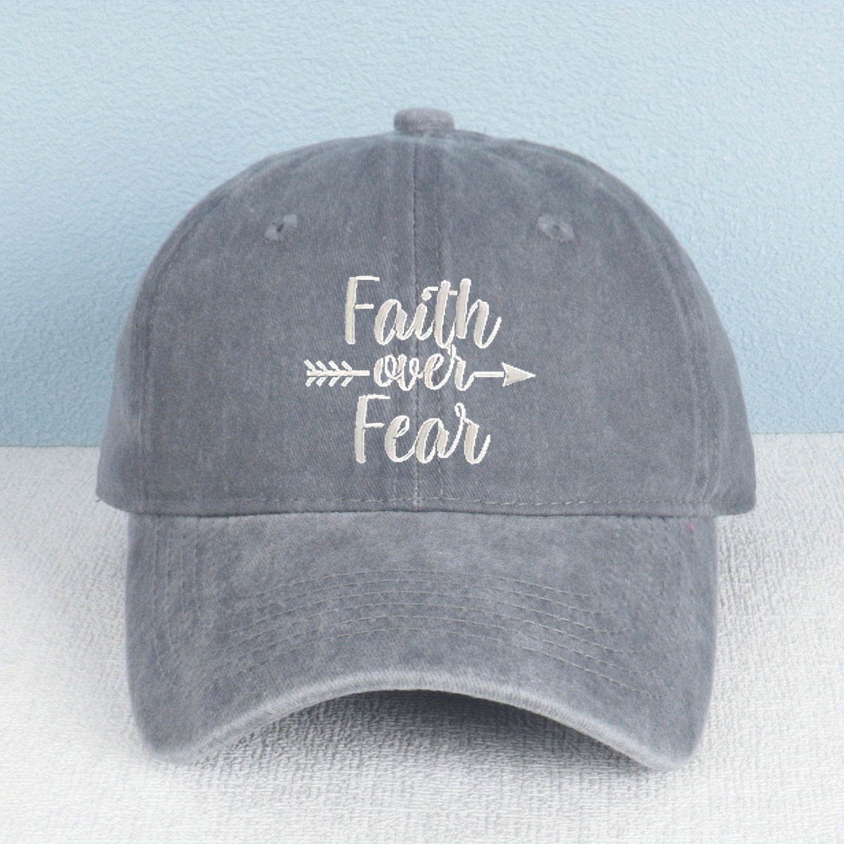 Faith Over Fear Baseball Cap - Vintage Washed Cotton Adjustable Christian Hat, Unisex, Breathable And Lightweight Design with Buckle Closure, Multiple Color Options, Suitable for Outdoor Sports And Casual Wear, New Year Accessory, Details