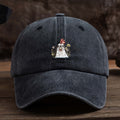 Funny Animal Chicken Floral Print Baseball Cap - Black Polyester Snapback Hat with Red Comb And Wattle Design, Machine Washable, Versatile Outdoor Casual Hat for Men, Chicken Hat, Playful Design, Durable Headgear