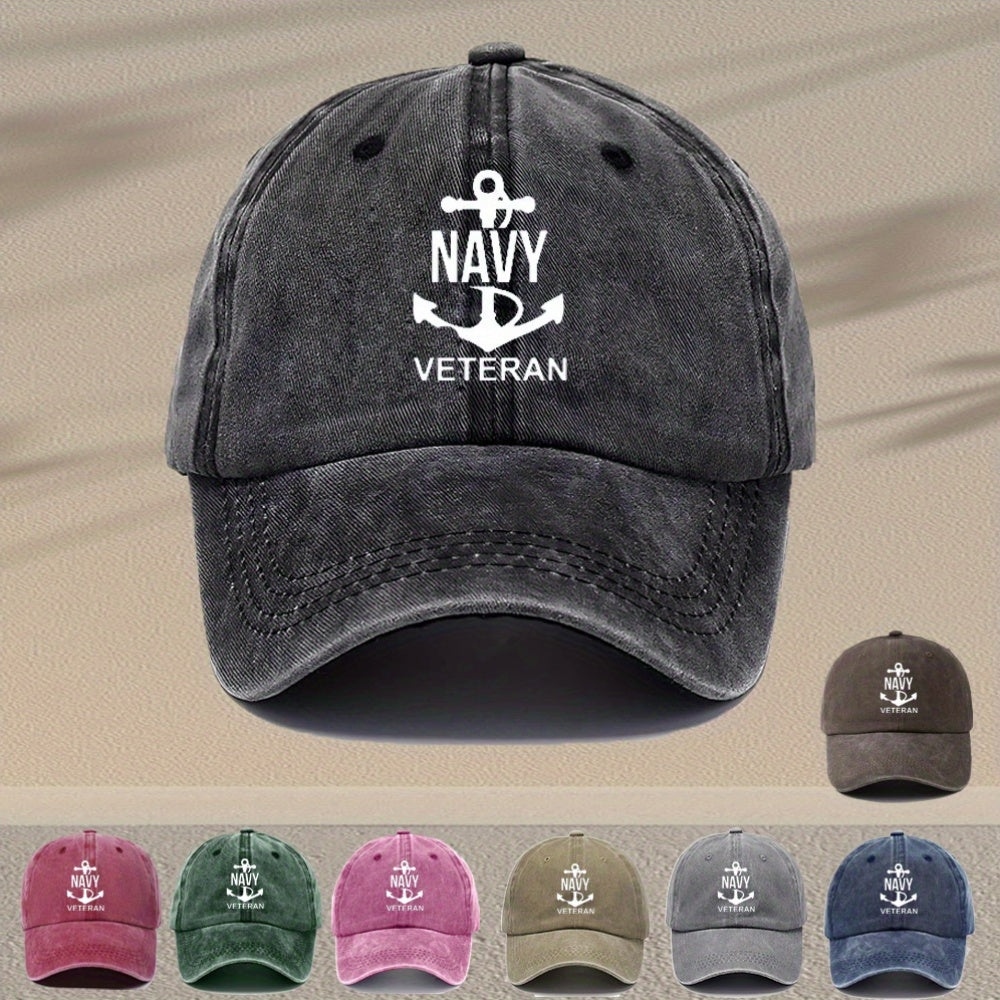 Fashionable Anchor Print Men'S Washed Baseball Cap, Adjustable Distressed Casual Hat for Men, Suitable for Travel And Outdoor Sports, Versatile for Everyday Style, Men'S Fashion Hat with Various Styles to Choose From, an Excellent Gift Option