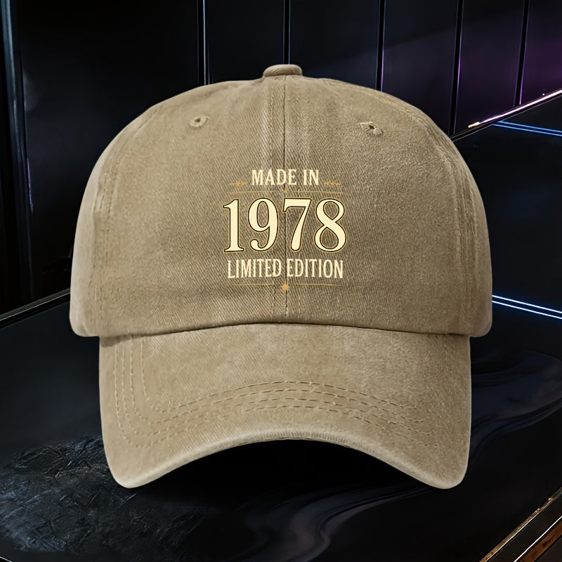 1 Adjustable Baseball Cap, Limited Edition 1978 Design, Lightweight Polyester Fiber Printed, Suitable for Outdoor Sports And Camping Enthusiasts, Fashion Couple Hat, Golf Hat, Trucker Hat, Trendy Baseball Cap, Youthful Wear