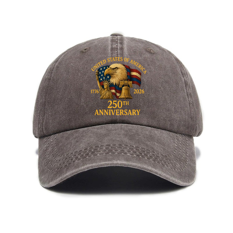 Fashion Hot Selling US Independence Day 250Th Anniversary Printed Washed All-Match Distressed Soft Top Unisex Baseball Cap