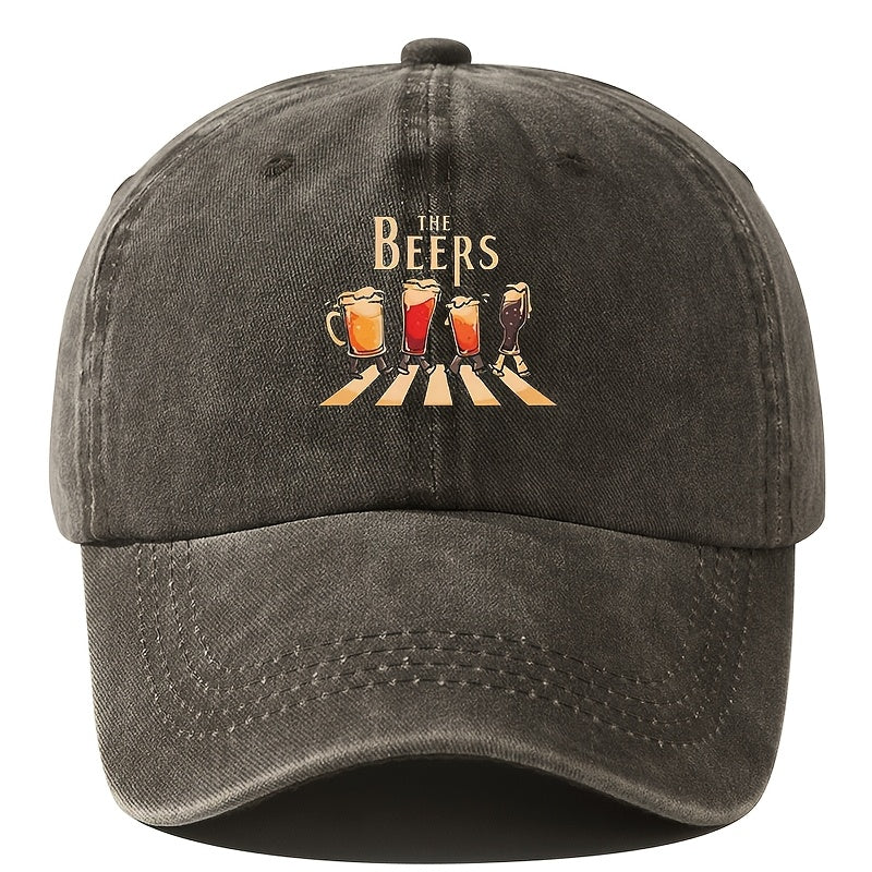 Men'S Fishing Hat Curved Brim Baseball Cap Fashion Printed Casual Soft Top Adjustable Vintage Washed Hip-Hop Fisherman Hat