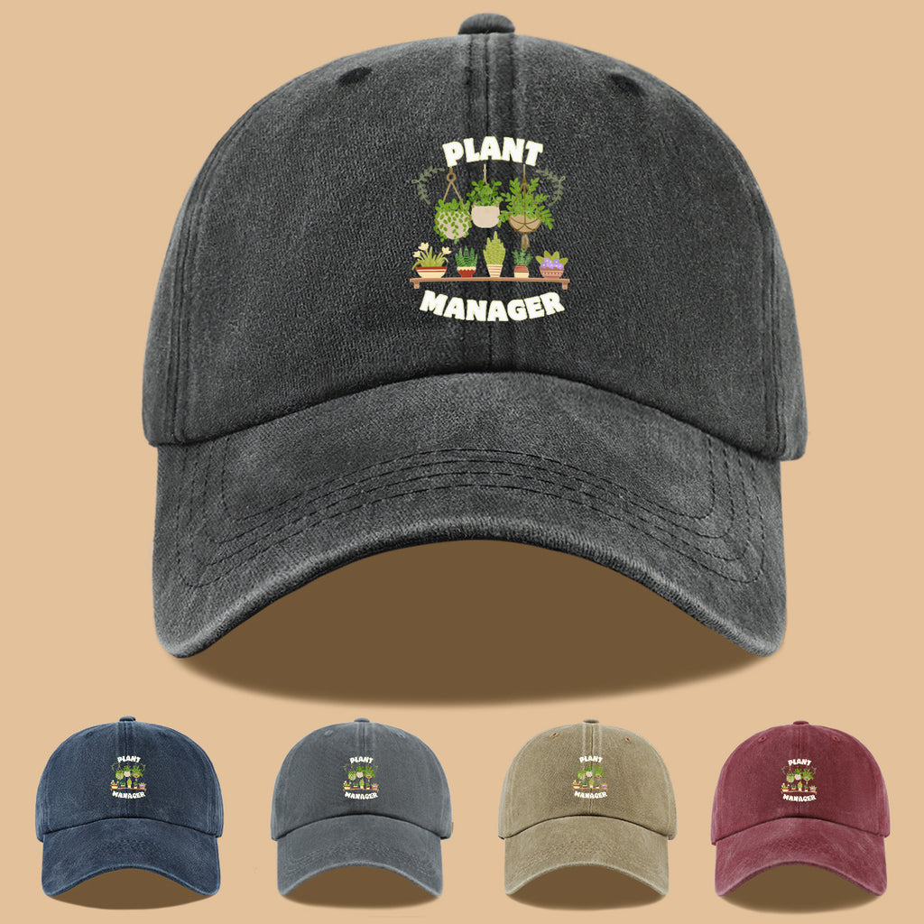 1pc "PLANT MANAGER" Plant-Themed Printed Baseball Cap, Cute Greenery Pattern Sun Hat, Fashionable Fresh Aesthetic Unisex Cap, Adjustable Size Gardening Enthusiast Essential Hat, Office Desktop Plant Lover Hat, Suitable for Outdoor Gardening