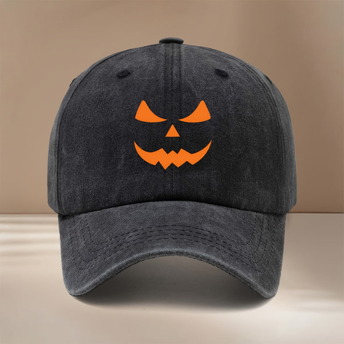 Pumpkin Joyful Face Pattern Baseball Cap, Adjustable Size, Fashionable Hip-Hop Hat for Men and Women, Curved Brim Hat for Parties, Dinners, and Camping, Comfortable and Lightweight Duckbill Cap, Highly Versatile Six-Panel Hat, Simple with Textured