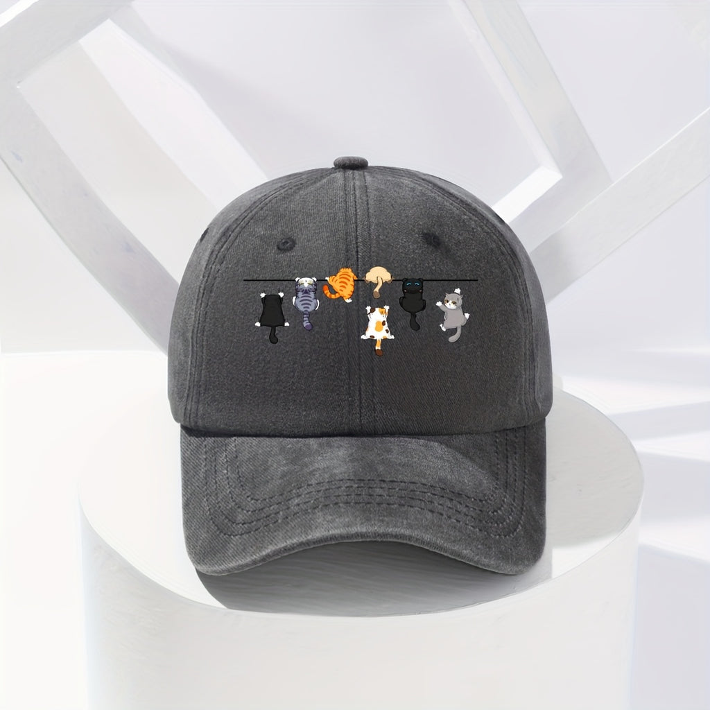 Super Cute Cat-themed Baseball Cap, the Perfect Choice for Street Fashion, with a Fun and Vibrant Design Suitable for Any Season