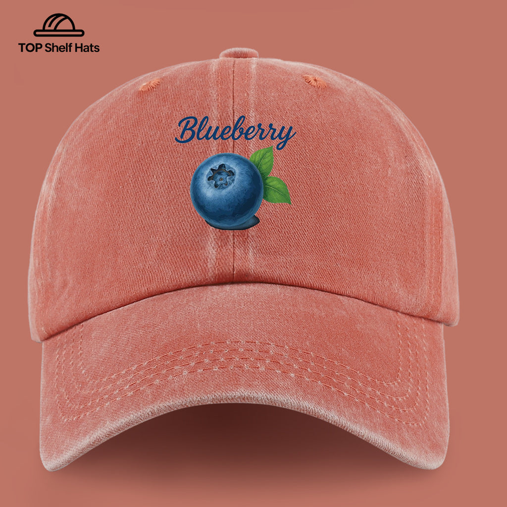 1pc Blueberry-Themed Realistic Fruit Print Baseball Cap, Comfortable And Breathable Sun Hat, Fashionable Easy And Aesthetic Unisex Baseball Cap, Adjustable Size, Trucker Cap, Beach Vacation Hat, Suitable for Outdoor Picnics, Camping, Shopping
