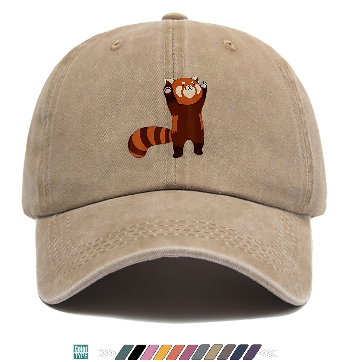 1pc Cartoon Red Panda Printed Baseball Cap, Cute Animal Pattern Sun Hat, Adorable Age-Reducing Fashion Hat, Unisex Adjustable Duckbill Cap, Couple Outing Hat, Casual Leisure Hat, Outdoor Play Sun Hat, Picnic Photography Hat, Bestie Matching Hat