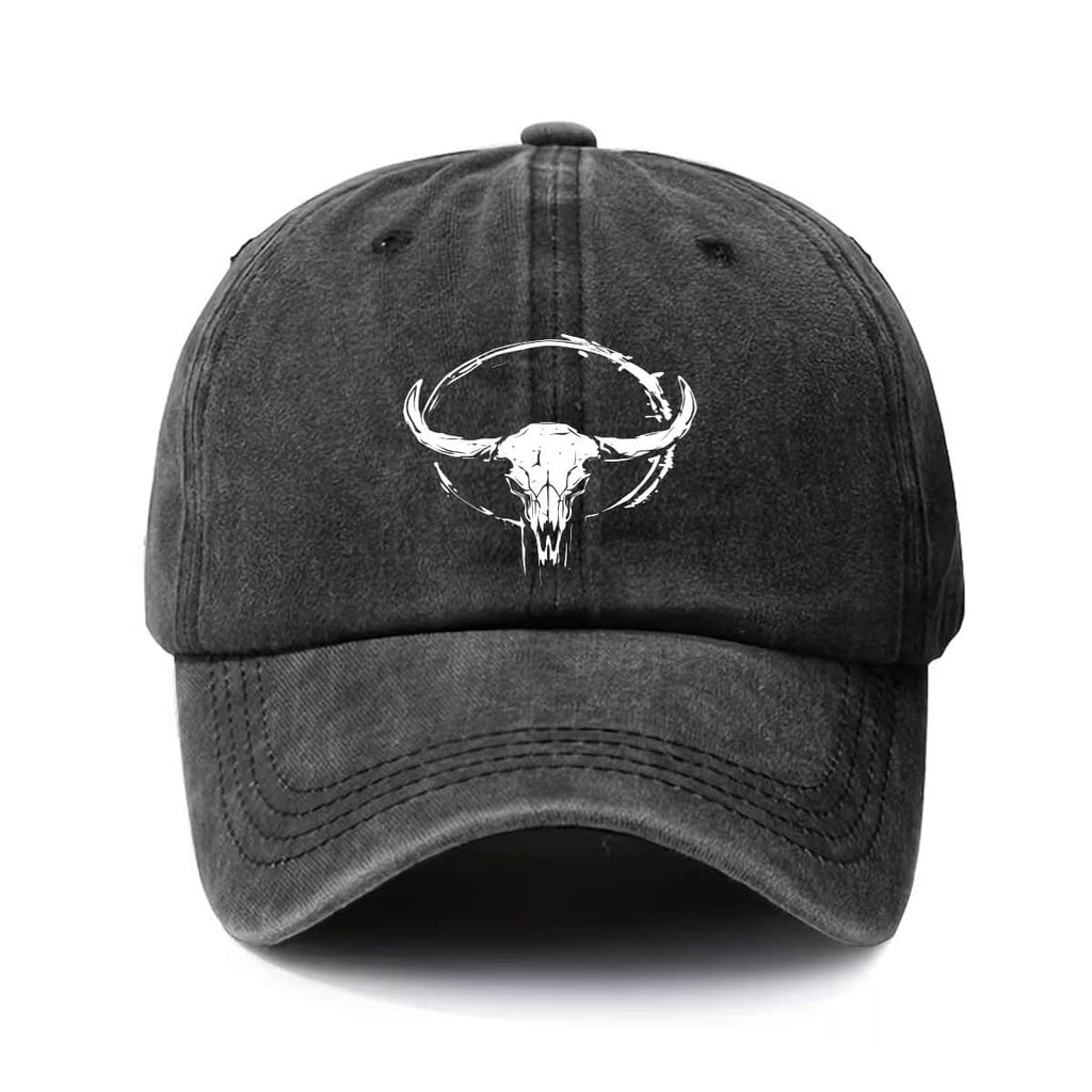 Cow Head Print Baseball Cap, Unisex Vintage Washed Grunge Style, Adjustable Cow Head Pattern, Suitable for Outdoor Leisure, Great for Gifting, Cow Head Design