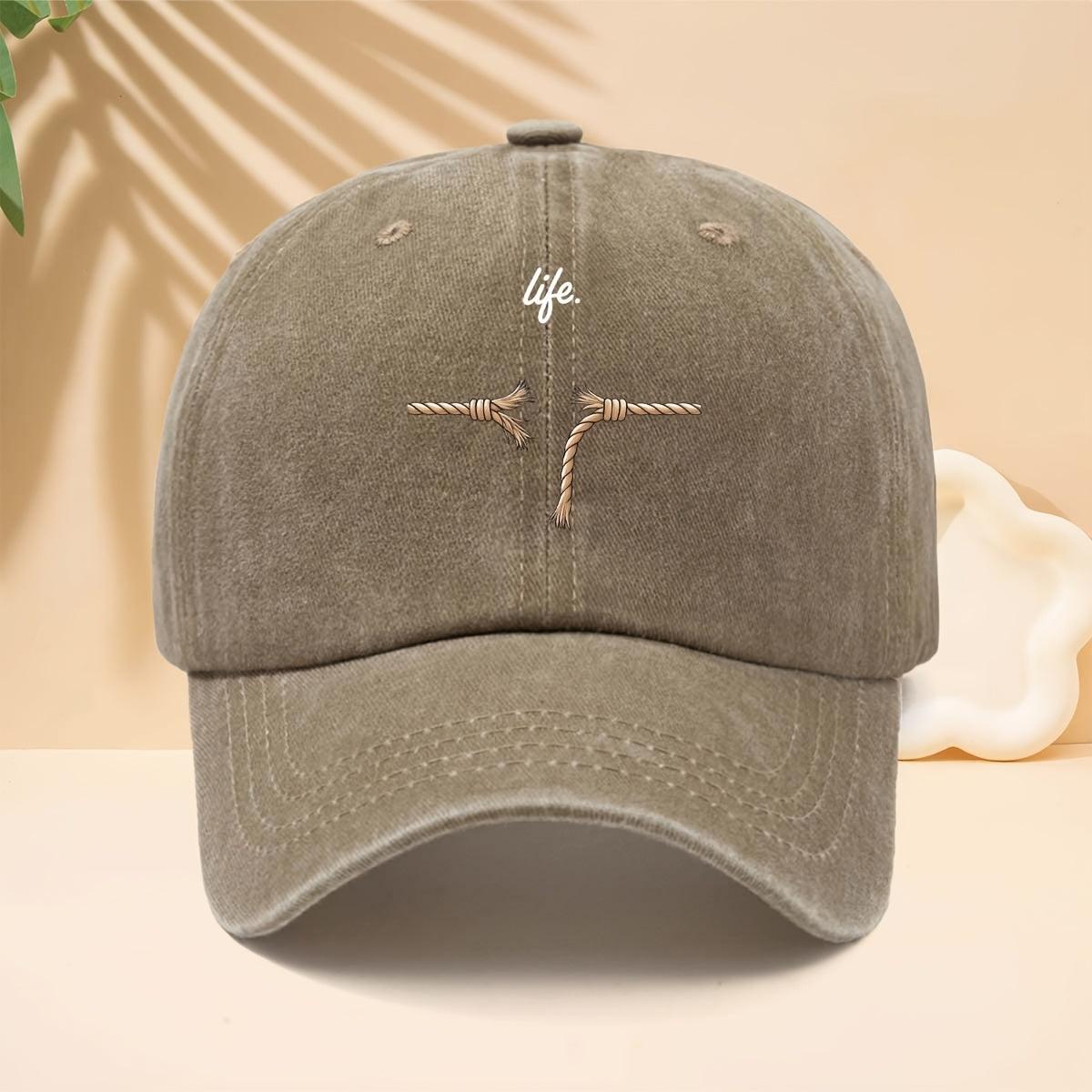 Men' & Women' Adjustable Snapback Cap with Life Knot - Modern Minimalist Curved Brim Trucker Hat, Soft Top Suitable for Walking, Parties, Travel, Casual Wear - Unisex for All- Outdoor, Hip-Hop, and Daily Use (Neutral Style)