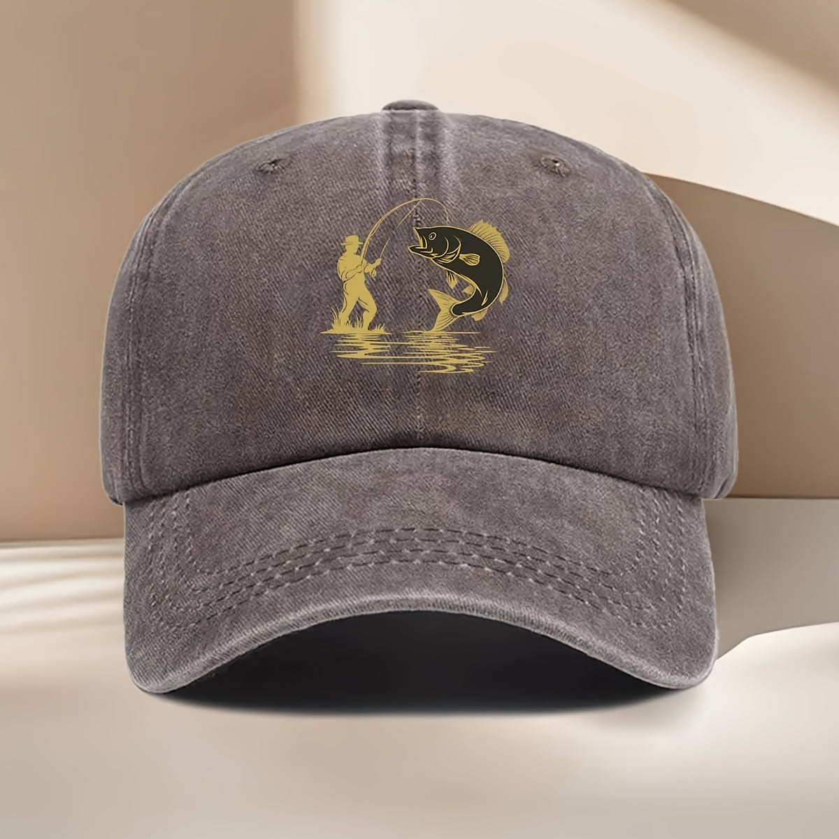 Fishing-Themed Baseball Cap with Curved Brim & Suitable for All Seasons, Suitable for Easter Ramadan Independence Day Parties, Outdoor Casual Hat for &, Fishing Print for Daily Wear and Events