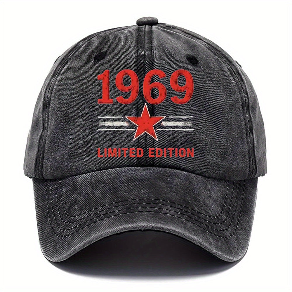 1 Vintage 1969 Baseball Cap - Adjustable Dad Hat with Red '69' Print, Olive Green Vintage Sports Hat, for Men And Women, Gym, Golf, Casual Wear - Limited Edition Vintage Hat Gift Idea, Golf Additions, Classic Design, Durable Construction
