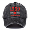 1 Vintage 1969 Baseball Cap - Adjustable Dad Hat with Red '69' Print, Olive Green Vintage Sports Hat, for Men And Women, Gym, Golf, Casual Wear - Limited Edition Vintage Hat Gift Idea, Golf Additions, Classic Design, Durable Construction