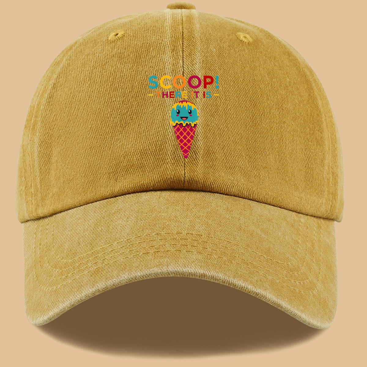 1pc 1pcs Fun Ice Cream Print Baseball Cap with Scoop! There It Is! - Adjustable Unisex Breathable Sun Hat Suitable for &, Summer Outdoor Parties, Picnic, Travel, Casual Wear - Cute, Amusement Parks