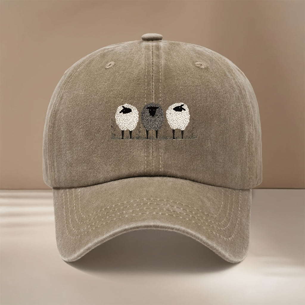 This Is a Baseball Cap with a Small Flock of Sheep Print, Suitable for All Seasons, with an Adjustable Size. It's a Unisex Hip-hop Hat, a Lightweight and Simple Snapback Cap for Outdoor Sports, Dinners, and Camping. It's a Trendy  Curved-brim Hat