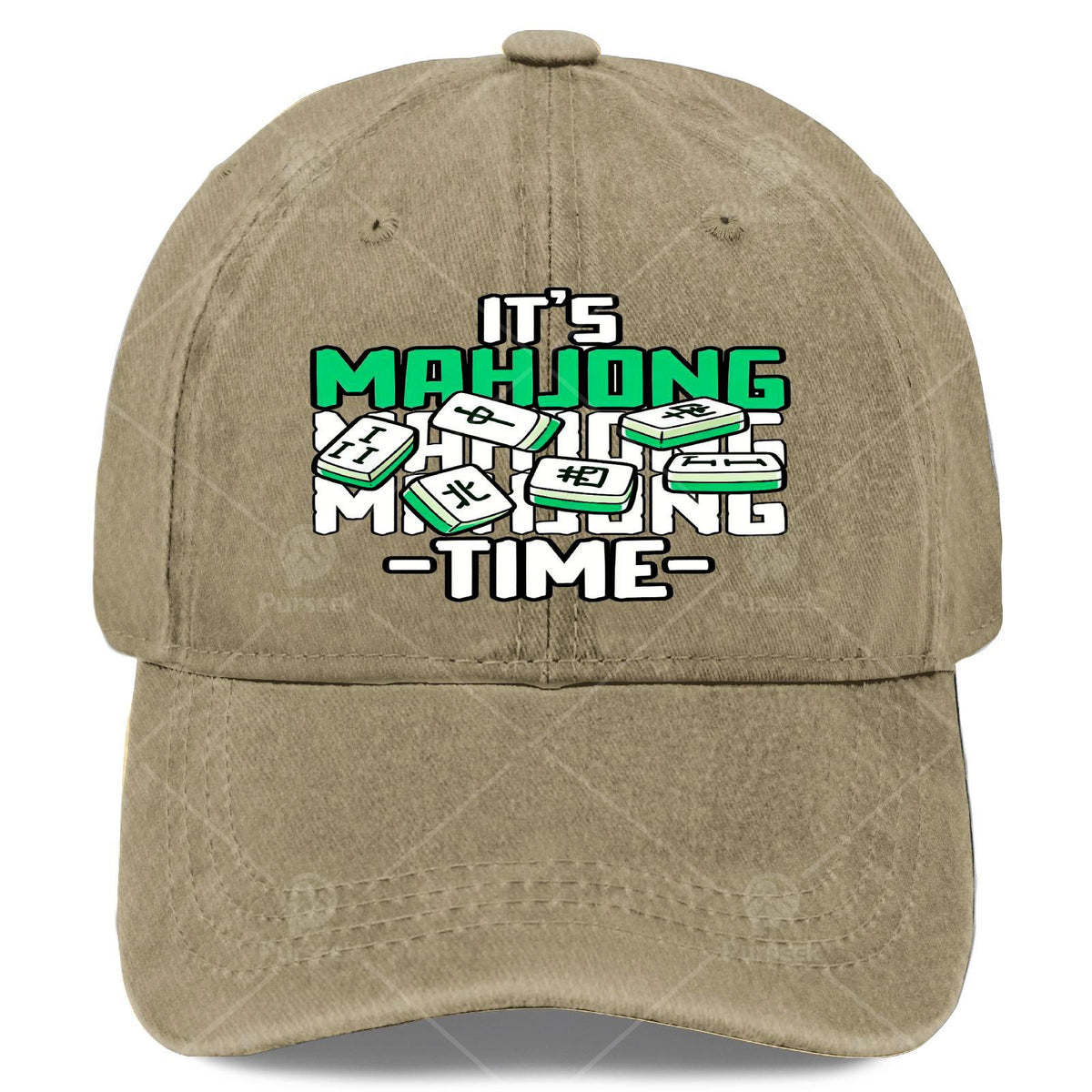 It'S Time for Mahjong, a Tile Game Player, Unisex Soft Washed Baseball