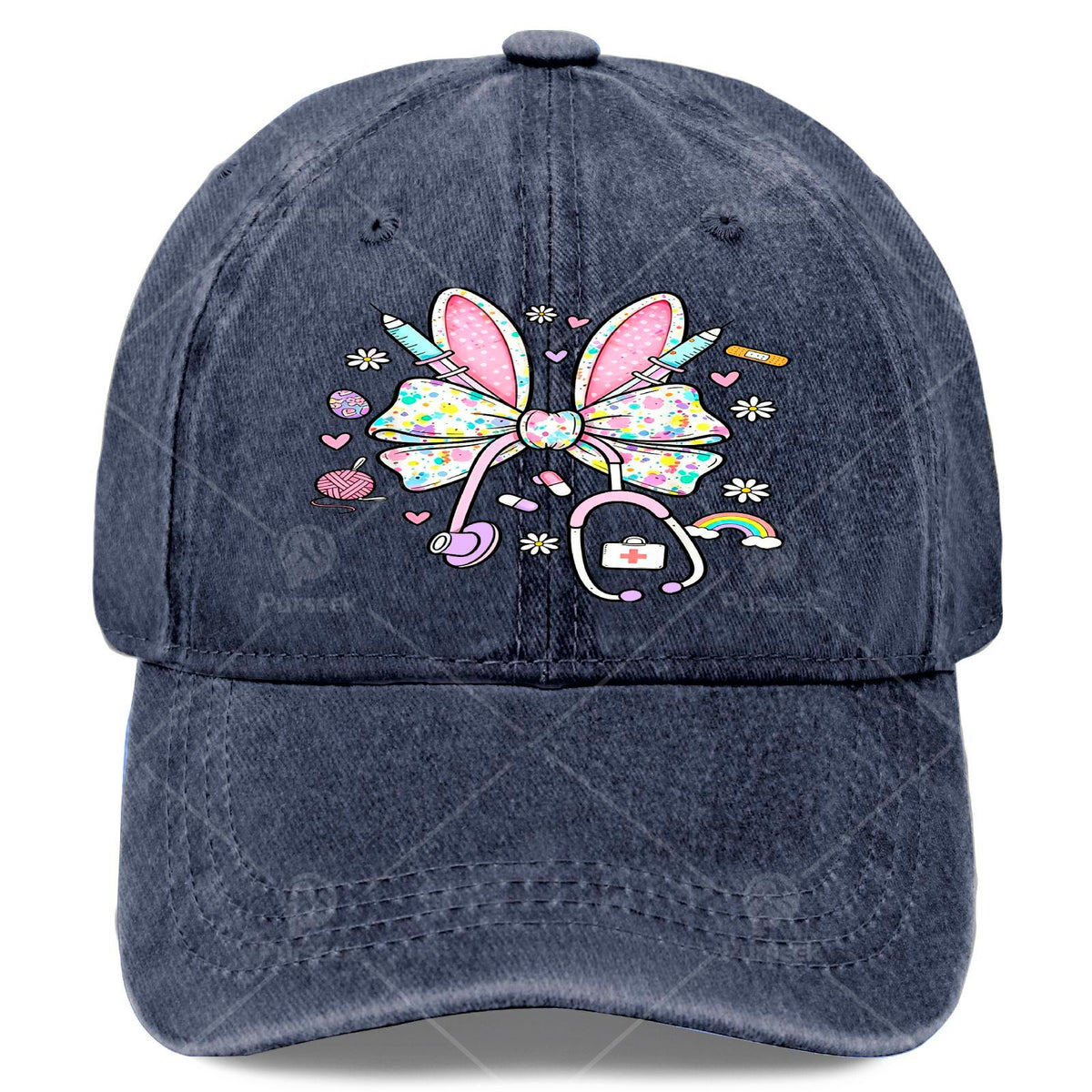 Nurse Stethoscope Baseball Cap - Retro Printed Full Body Iconic Symbol, Suitable for Christmas, Games, Nurse Uniforms, Unisex, Hand Wash Or Dry Clean
