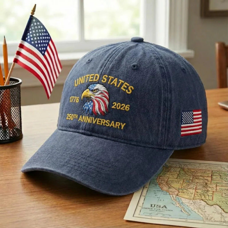Vintage Washed USA Dad Cap for Men And Women, Celebrating The 250Th Anniversary of The United States from 1776 to 2026 with a Patriotic Eagle Design