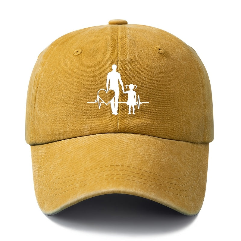A Unisex Fashionable "Guardian Hand-in-Hand" Baseball Cap, Featuring a Classic Vintage Washed Lightweight Curved-brim Design. Suitable for Outdoor Vacations, Travel, Camping, and Other Casual Occasions. Also Works as a Hip-hop Cap for Holiday
