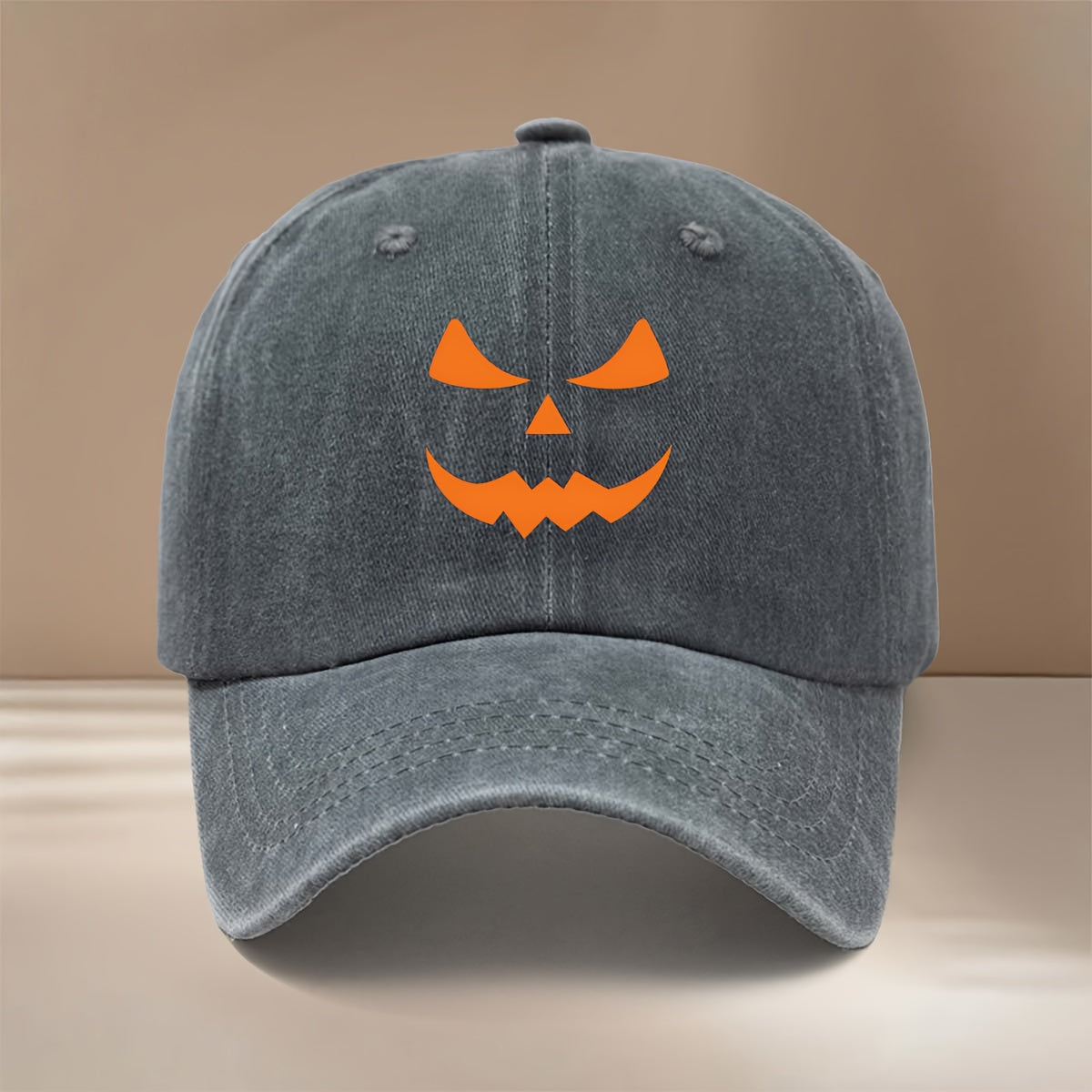 Pumpkin Joyful Face Pattern Baseball Cap, Adjustable Size, Fashionable Hip-Hop Hat for Men and Women, Curved Brim Hat for Parties, Dinners, and Camping, Comfortable and Lightweight Duckbill Cap, Highly Versatile Six-Panel Hat, Simple with Textured