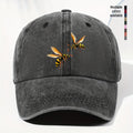 Unisex Bee Animal Print Washed Vintage Baseball Cap, Fashionable Sun Outdoor Hat for Men and Women, Adjustable Fit Trucker Hat Suitable for All Seasons and Daily Wear