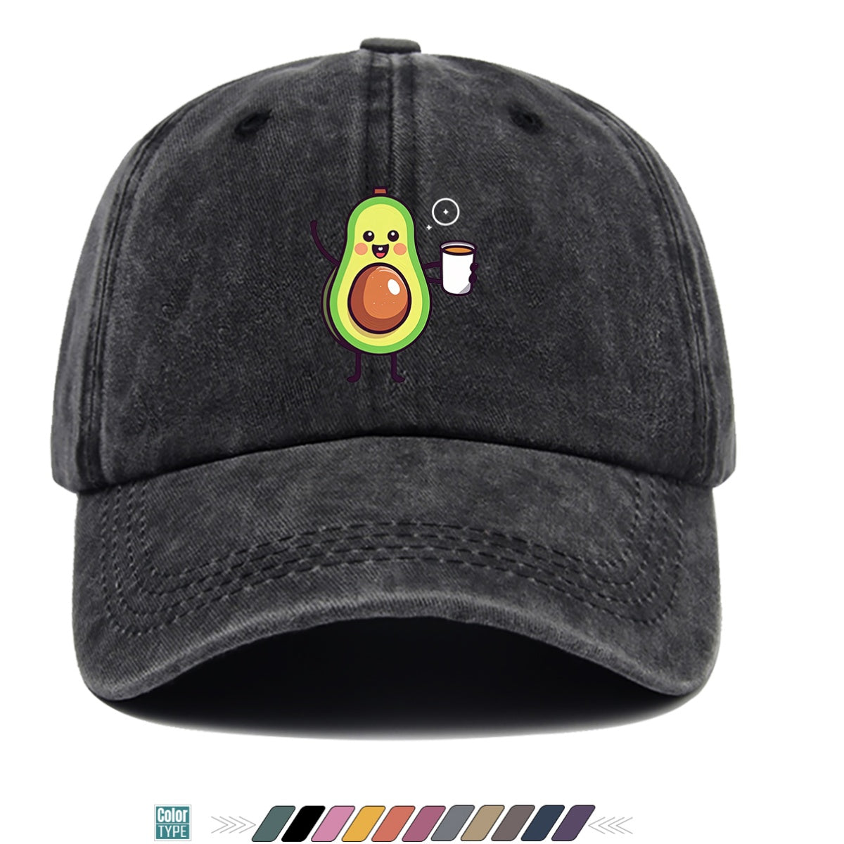 1pc Avocado Cartoon Print Baseball Cap Cute Smiling Fruit Pattern Sun Hat Fashionable Fun Sunshade Hat Unisex Adjustable Duckbill Cap Couple Outing Hat Girlfriend Shopping Hat Outdoor Picnic Hat Beach Vacation Hat Daily Casual Hat Sports Fitness Hat