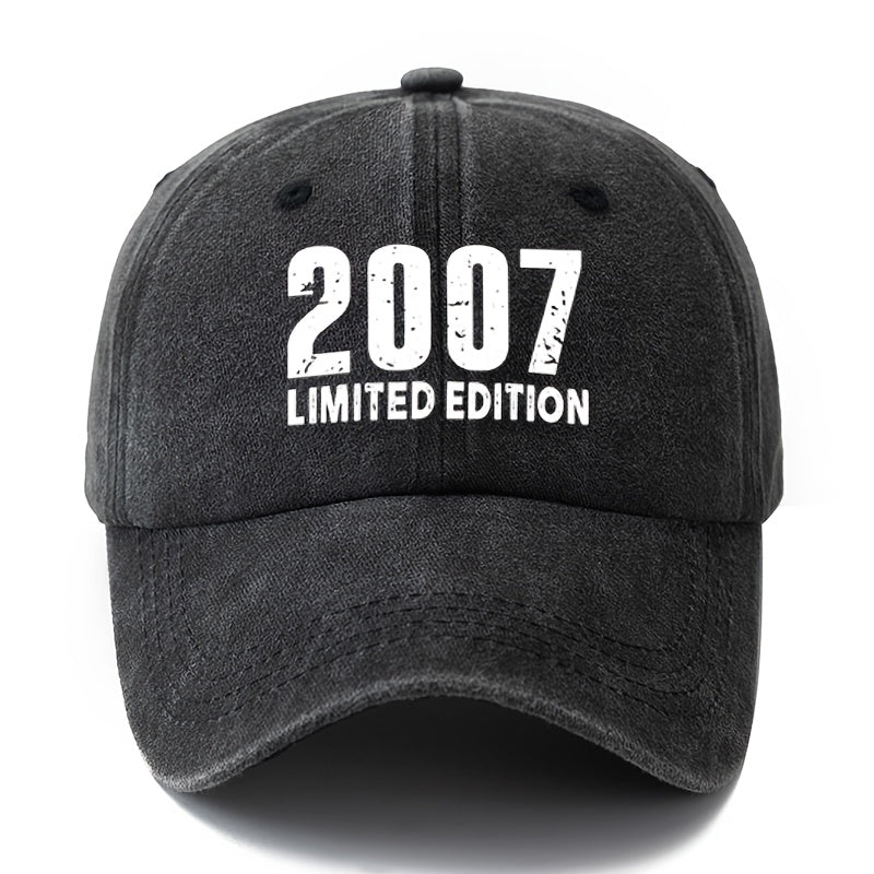 A 2007 LIMITED EDITION Unisex Fashionable and Versatile Printed Baseball Cap, Featuring a Classic Vintage Washed Outdoor Lightweight Curved Brim. This Trucker Baseball Cap Is Suitable for Casual Occasions Such as Outdoor Vacations