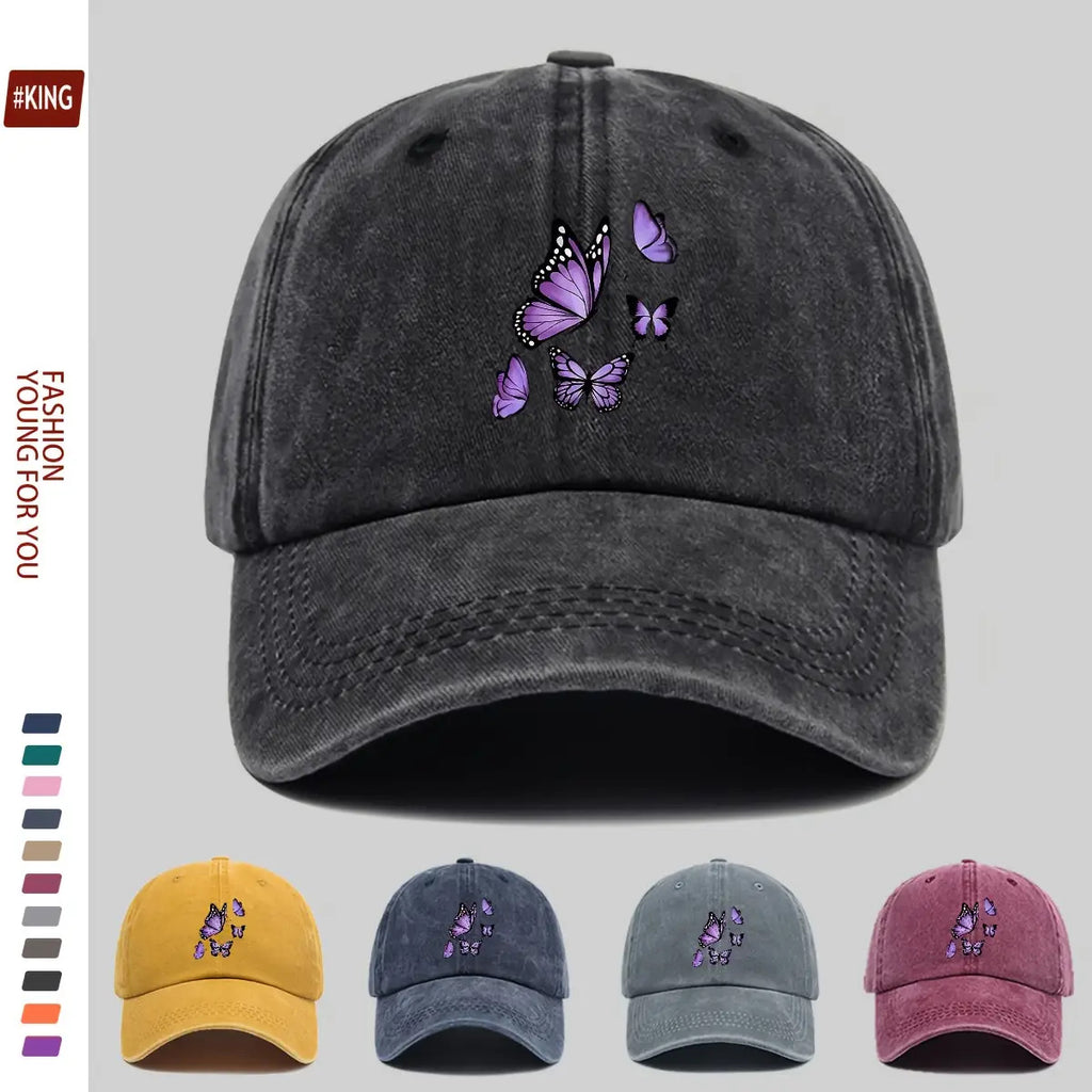1pc Mother's Day Gift Gorgeous Butterfly Print Baseball Cap Comfortable Breathable Adjustable Size Youth Couple Skateboard Cap Beach Sunshade Seaside Party Travel Suitable for Playing Badminton, Golf, and Other Indoor Sports Suitable as a Birthday Ho