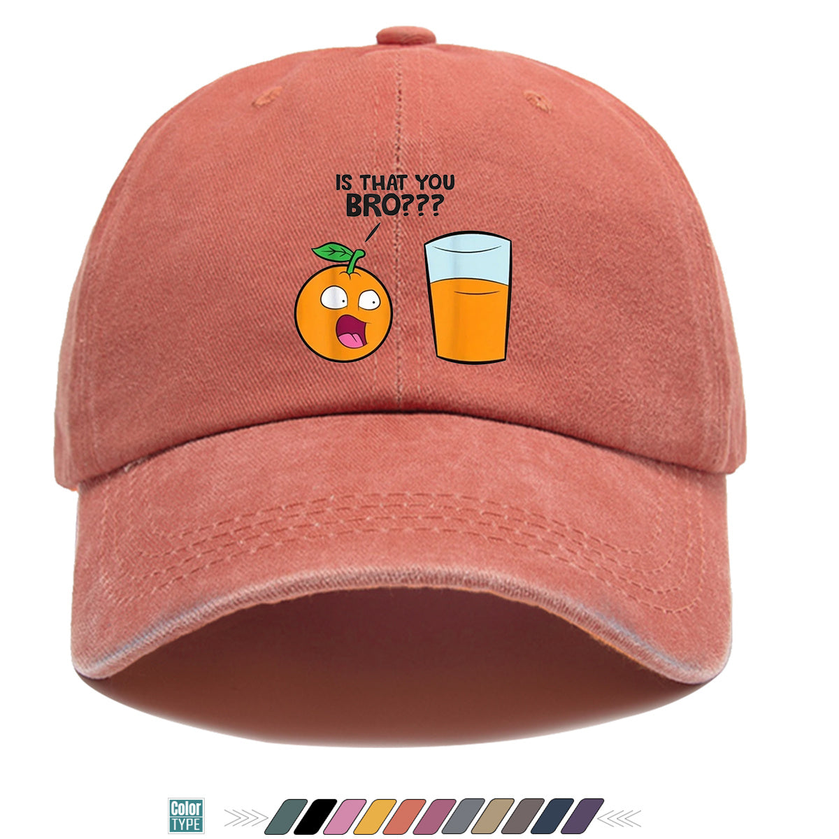 1pc Fun Surprised Orange Face & Juice Cup Print Baseball Cap - Adjustable Duckbill Sun Hat Suitable for Men & Women, Breathable Outdoor Cap for Parties, Travel, Gifts, Casual Wear with Surprised Face, Comfortable for Daily Use