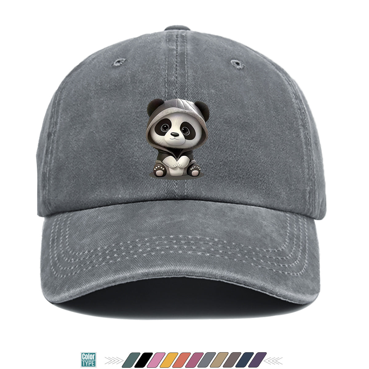 1pc Panda Hoodie Cartoon Print Baseball Cap Cute Panda Pattern Comfortable And Breathable Duck Tongue Hat Fashionable And Versatile Unisex Baseball Cap Adjustable Size Daily Hat Couple Outing Hat Suitable for Shopping, Playing, Dating, Daily Life