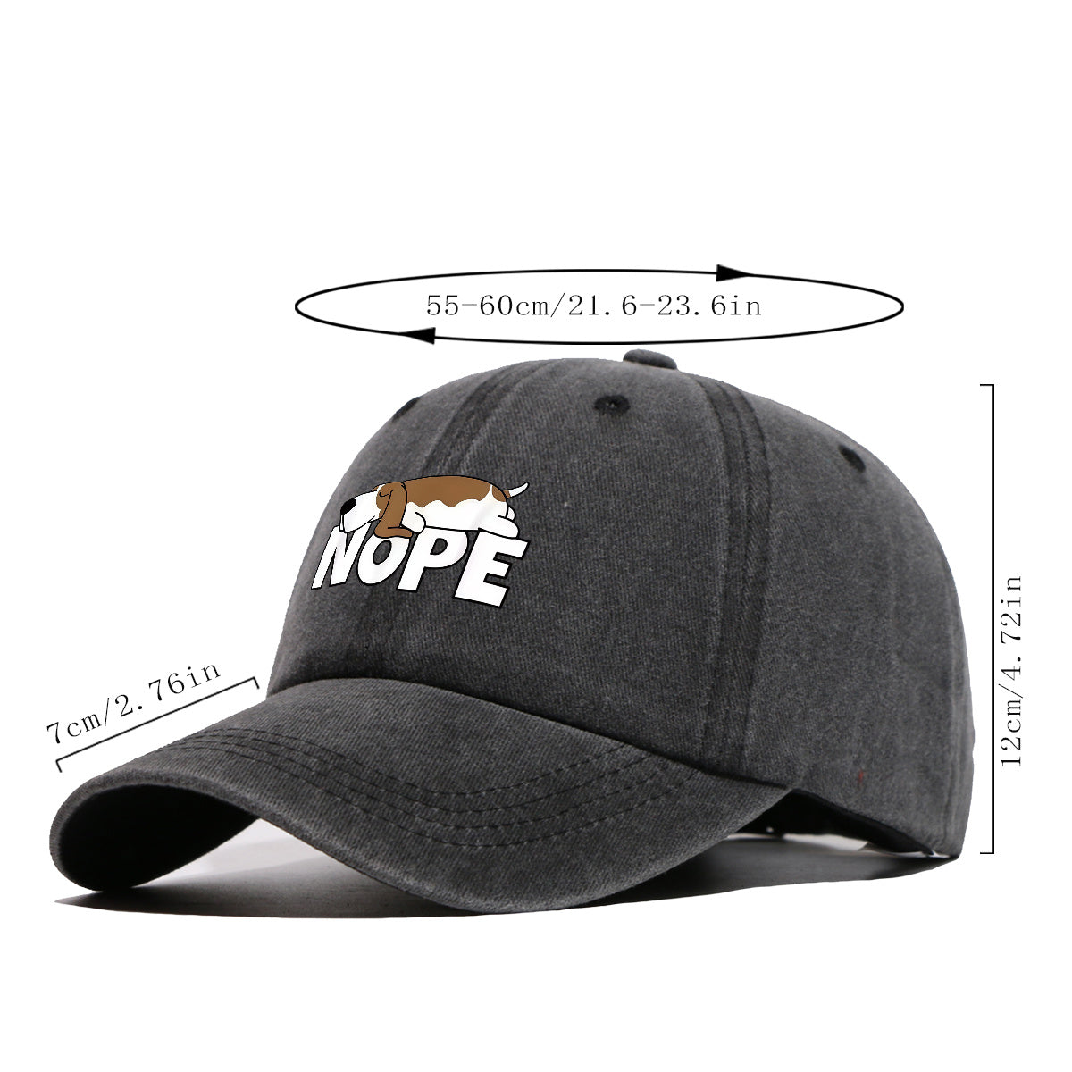 1pc Fun Cartoon Dog "NOPE" Printed Baseball Cap, Comfortable Breathable Sun Hat, Fashionable Individual Aesthetic Unisex Cap, Adjustable Size Casual Street Hat, Outdoor Sunshade Hat Suitable for Daily Commuting, Shopping, Parties, Travel, Sports