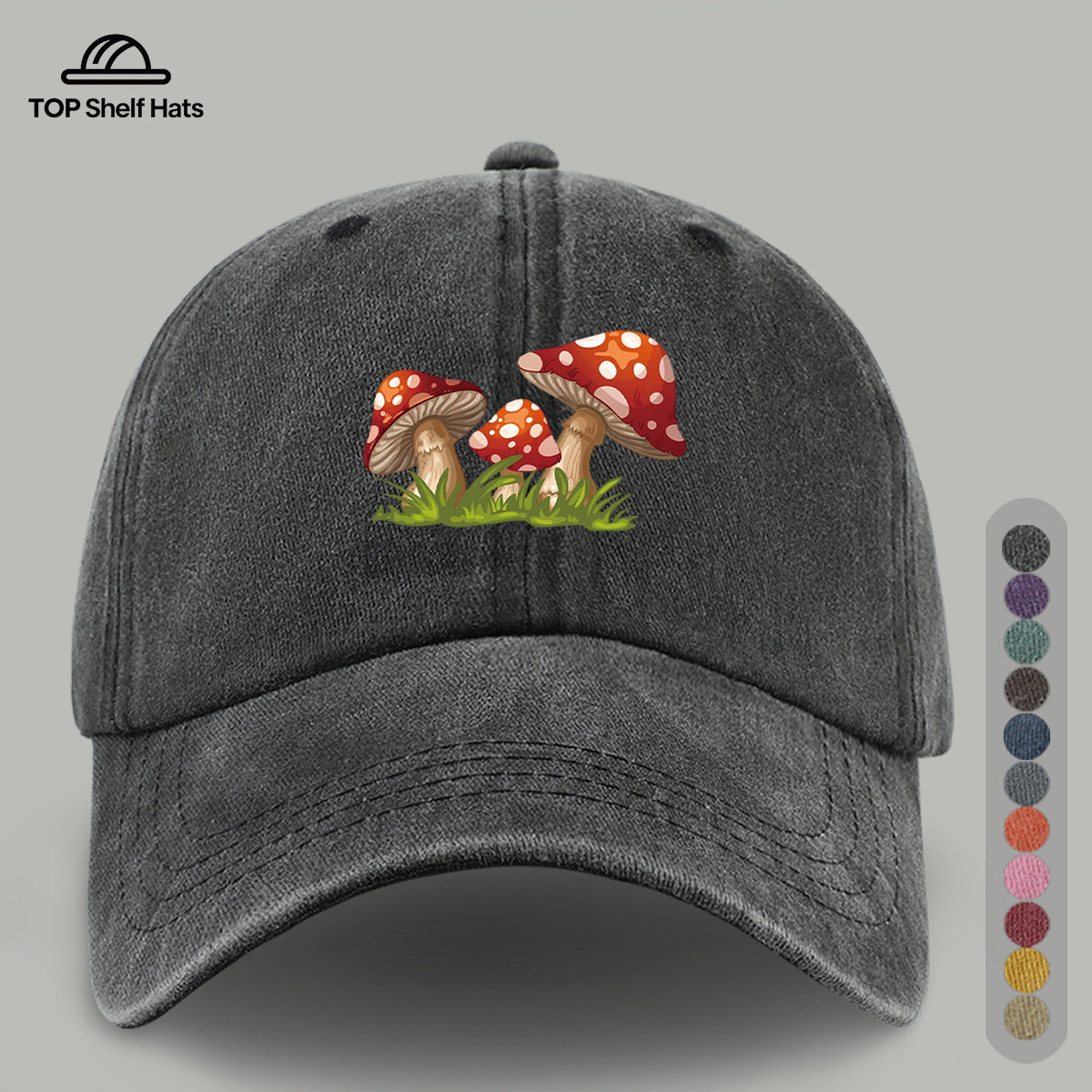 1pc Fun Cartoon Mushroom Print Baseball Cap | Lightweight, Comfortable, Breathable, Adjustable Fit, Ideal for Valentine'S Day Gift, Suitable for Beach Holidays, Casual Wear, Outdoor Activities, Fishing, And More
