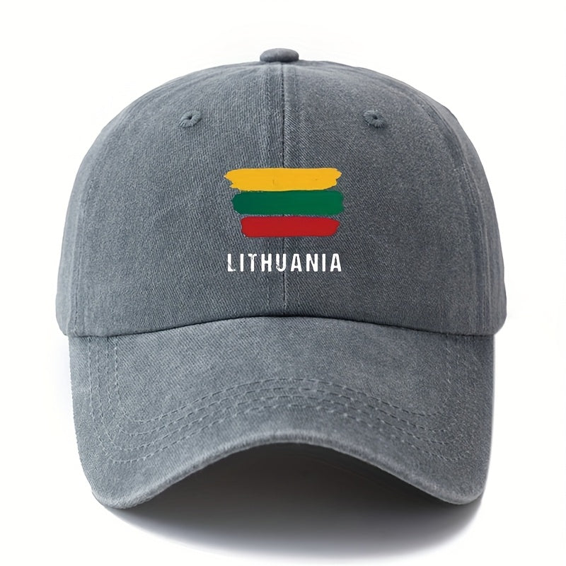 MAKEFGE Baseball Cap - Lightweight Vintage Washed Truck Driver Hat with LIYHUANIA Letters, Unisex Outdoor Camping, Travel Hat in Black/, for Men & Women (Multi-Color Options), Casual Headwear, Curved Brim Design, Rugged Texture