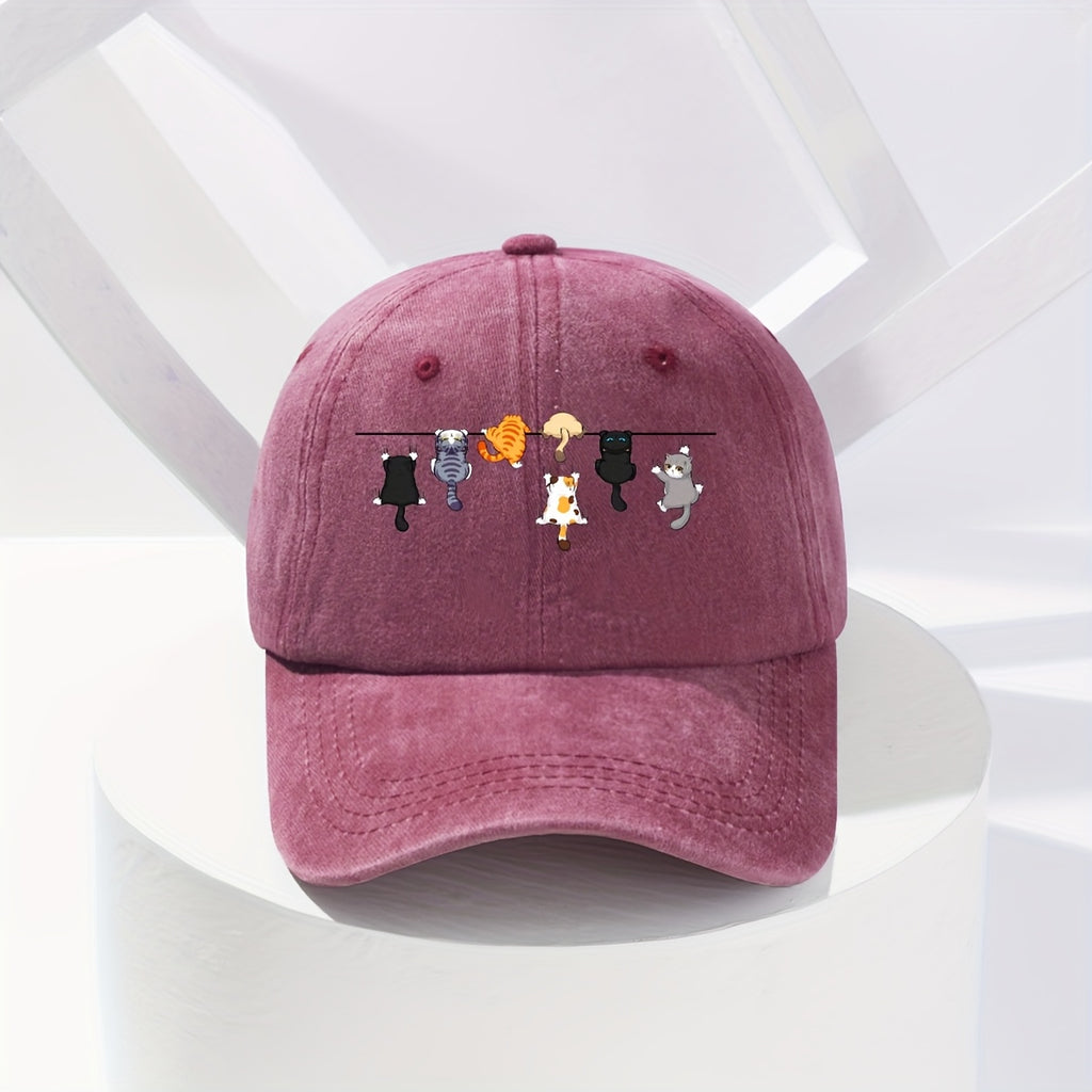 Super Cute Cat-themed Baseball Cap, the Perfect Choice for Street Fashion, with a Fun and Vibrant Design Suitable for Any Season
