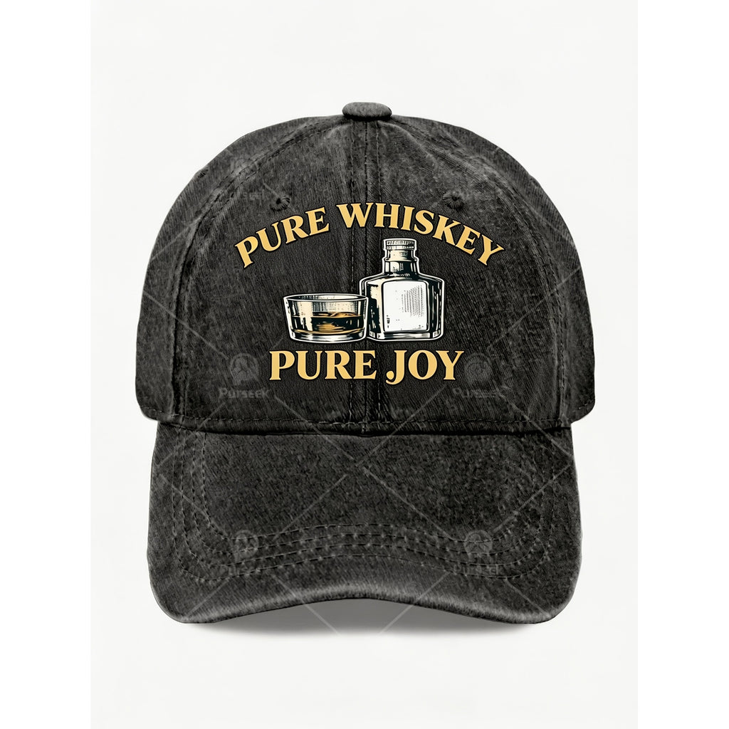 Pure Whiskey Pure Joy Vintage Distressed Baseball Cap for Men Women Casual Street Style Anniversary Gift