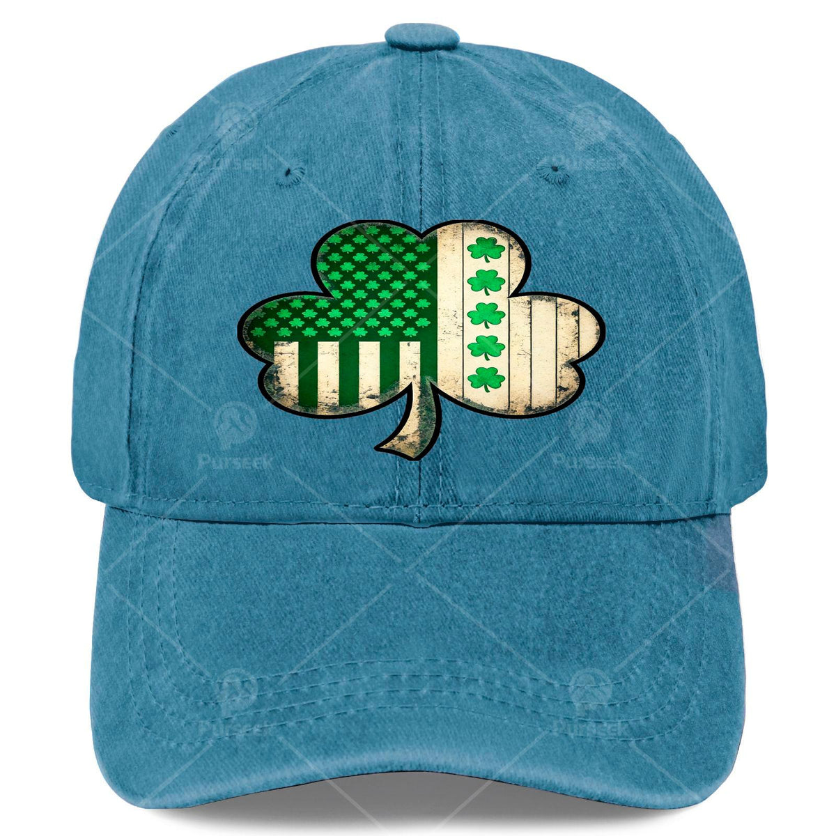 US American Flag with Shamrocks for St Patricks Day Baseball Hat Unisex