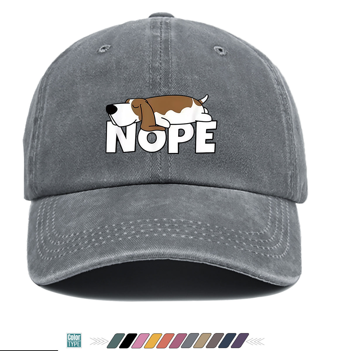 1pc Fun Cartoon Dog "NOPE" Printed Baseball Cap, Comfortable Breathable Sun Hat, Fashionable Individual Aesthetic Unisex Cap, Adjustable Size Casual Street Hat, Outdoor Sunshade Hat Suitable for Daily Commuting, Shopping, Parties, Travel, Sports