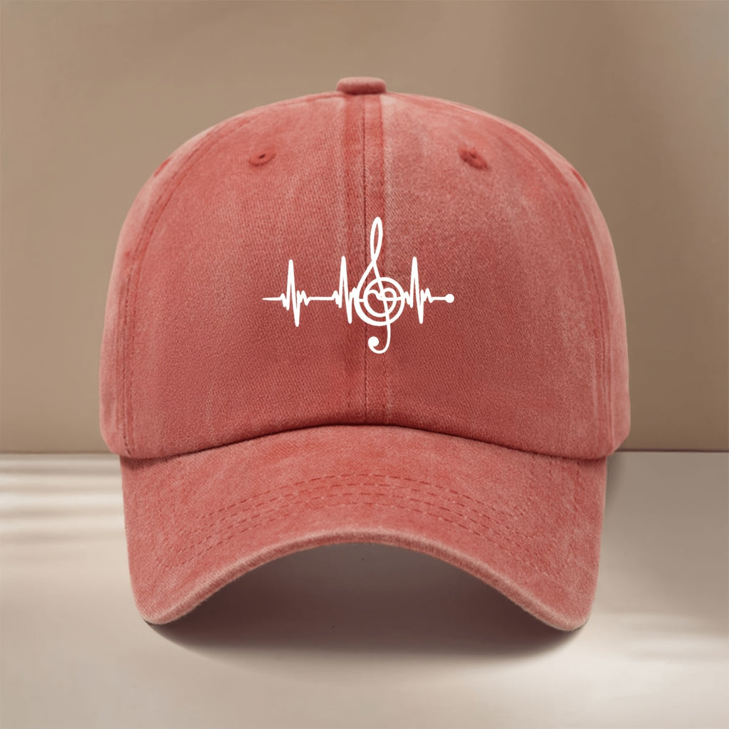 Baseball Cap with Musical Note Pattern, Easy-Going And Lightweight Hip-Hop Hat, Unisex Casual Hat, Suitable for Vacation Travel, Dinner Parties, Camping, Comfortable And Personalized Duckbill Cap, Curved Brim Makes Face Look Smaller