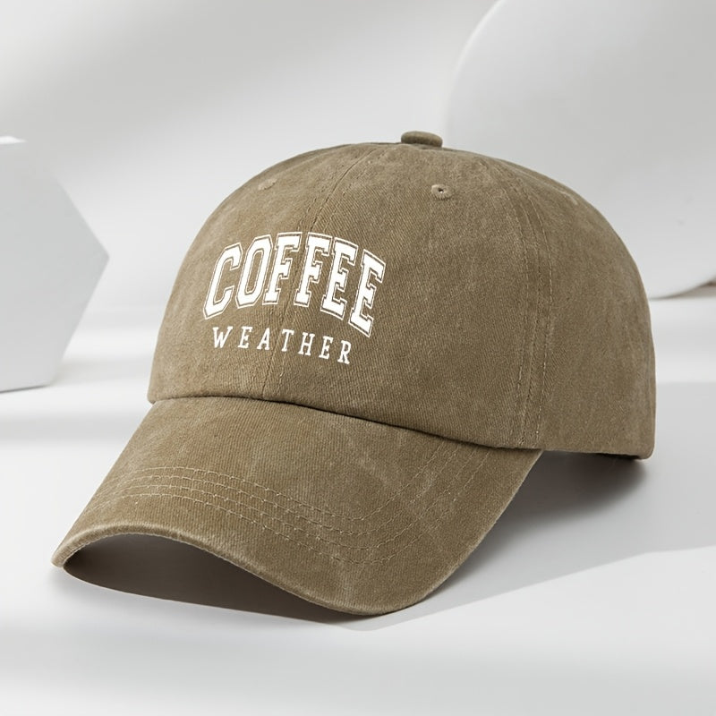 Men's Retro Baseball Cap with Coffee Bean Lettering & Logo Print - Adjustable Sun Hat, Breathable Outdoor Casual Cap for Sports, Daily Wear - Black, Comfortable & Versatile for All Beige Types (Hand Washable)