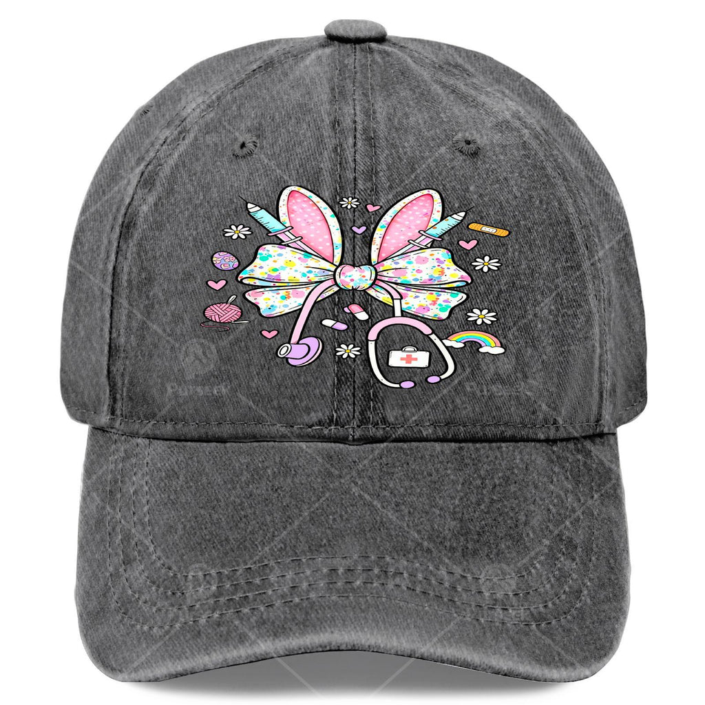 Nurse Stethoscope Baseball Cap - Retro Printed Full Body Iconic Symbol, Suitable for Christmas, Games, Nurse Uniforms, Unisex, Hand Wash Or Dry Clean