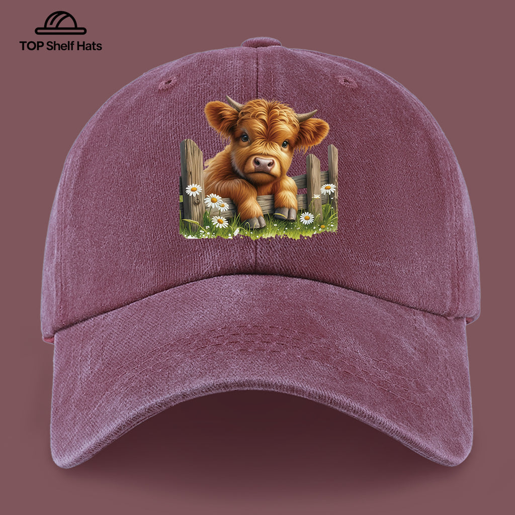 1pc Cute and Adorable Highland Cow Pattern Printed Casual Baseball Cap, Lightweight, Comfortable, and Breathable, with Adjustable Size, Unisex Outdoor Wear and Casual Apparel Accessory, Sun Hat for Mom and Dad's Beach Vacation, Exquisite Gift
