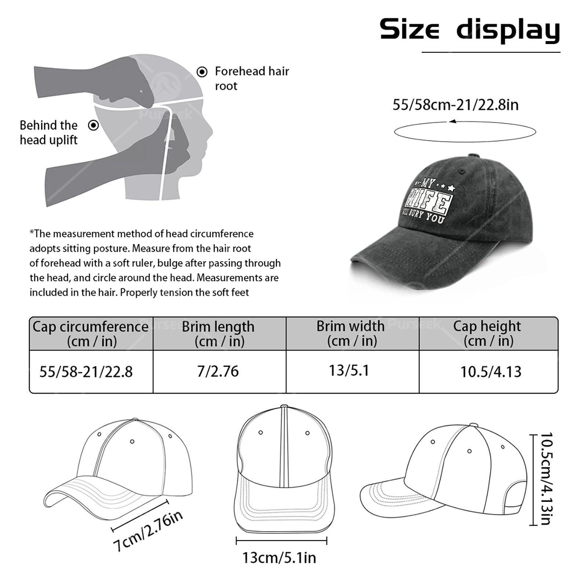 My Wife Will Bury You Funny Sarcastic Couple Saying Humor Baseball Hat Unisex