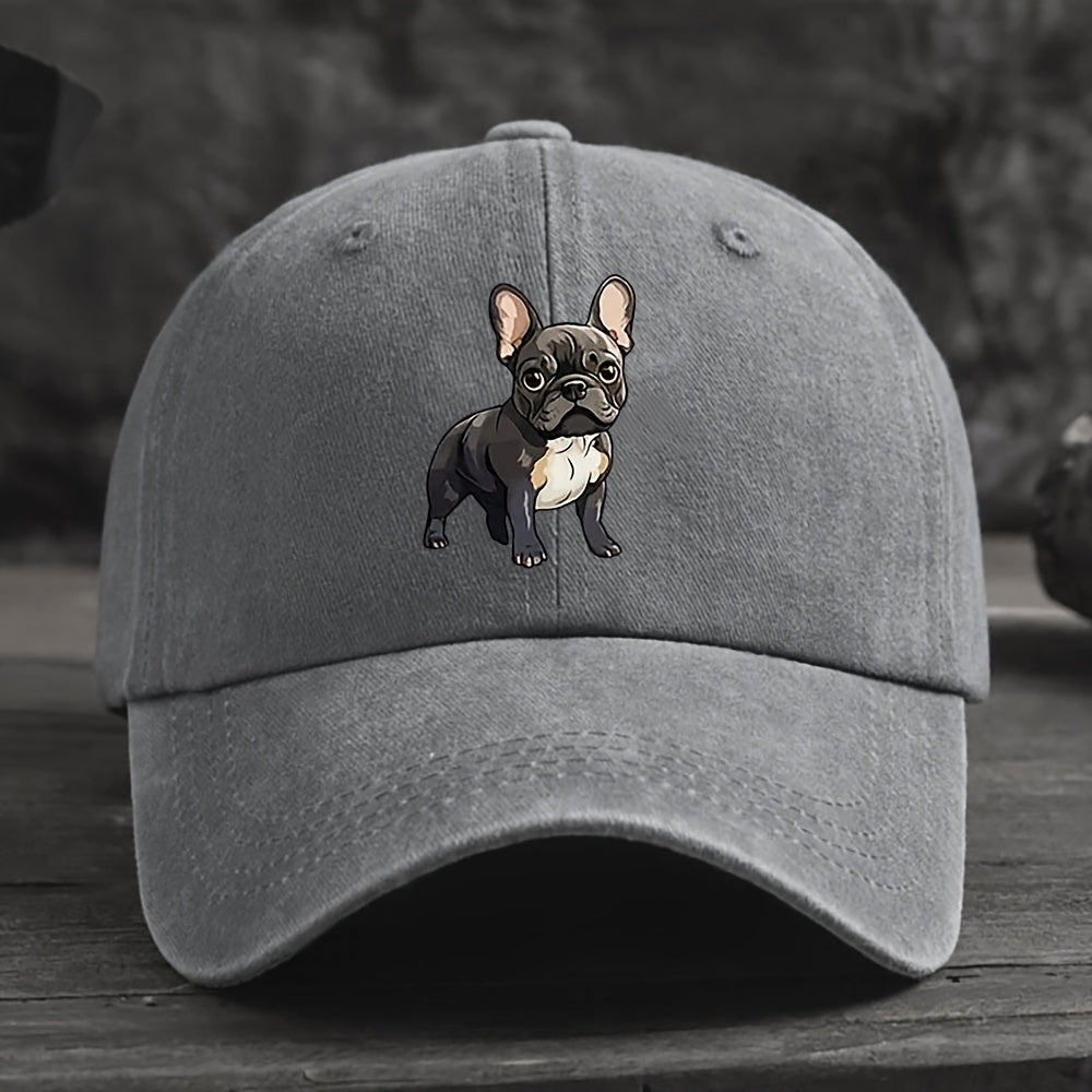 French Bulldog Print Baseball Cap, Unisex Adjustable Outdoor Duckbill Hat for Spring/Summer Sun, Trendy Sun Hat